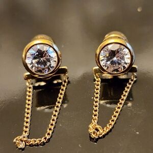 Michael Kors Gold Chain Link Drop Chandelier Crystal Stud Earrings